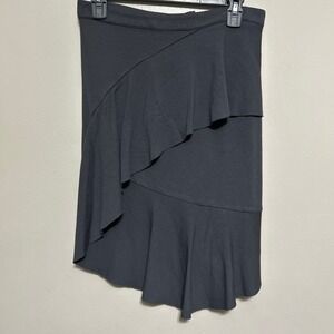 Bordeaux Skirt 6 Charcoal Grey Waterfall Ruffle Asymmetrical Tiered Knit Casual